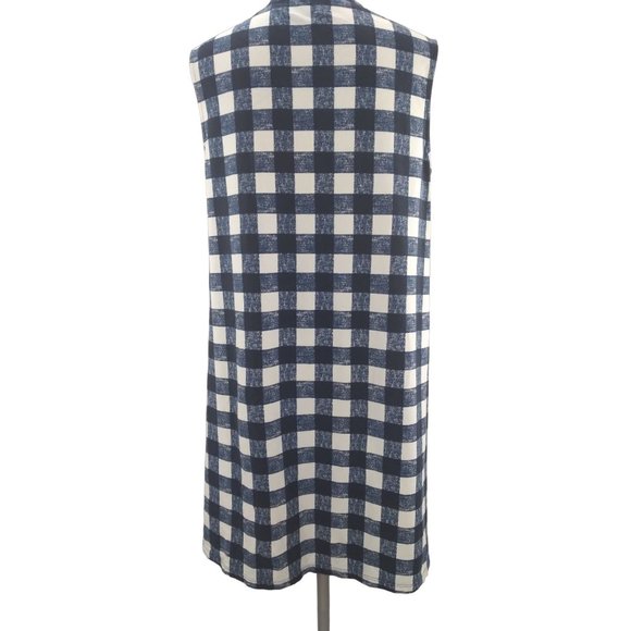 Duffield Lane Checkered cotton spandex sleeveless Large button detail dress US L - Picture 2 of 16